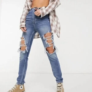 NWT Free People Phoenix Distressed Skinny Jeans 24